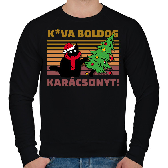 Kva boldog karácsonyt cica-Férfi pulóver