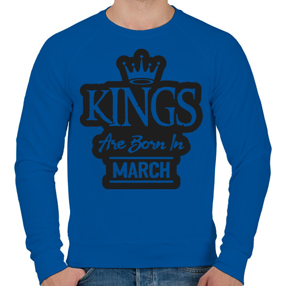 KINGS are born in March - fekete-Férfi pulóver