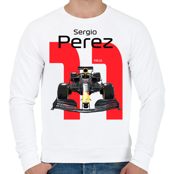 Sergio Perez 11 autóversenyző - fekete felirat-Férfi pulóver