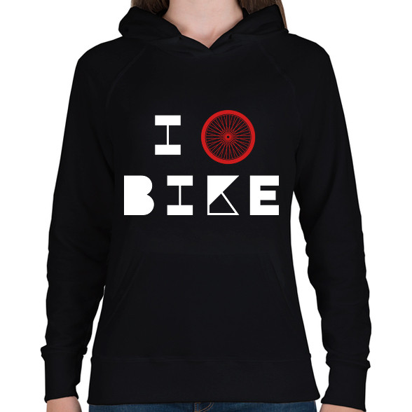 I love bike (white)-Női kapucnis pulóver