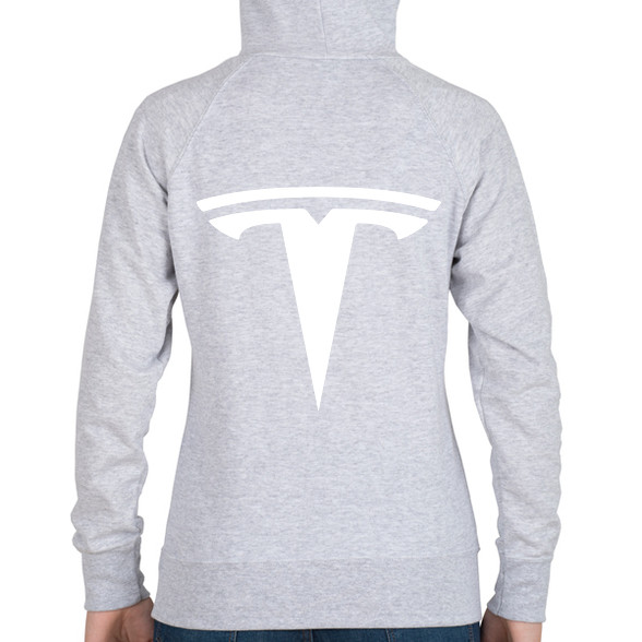 TESLA logo fehér-Női kapucnis pulóver