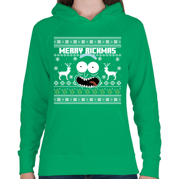 Merry Rickmas - fehér-Női kapucnis pulóver