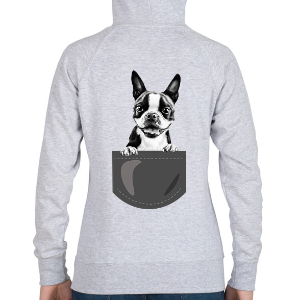 Boston Terrier - zseb-Női kapucnis pulóver