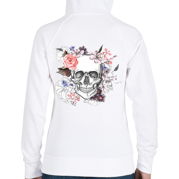 Skull with Flowers-Női kapucnis pulóver