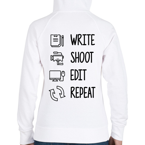 Write, shoot, edit, repeat-Női kapucnis pulóver