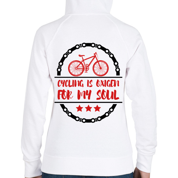 Cycling is oxigen for my soul-Női kapucnis pulóver