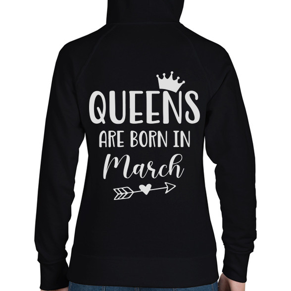 QUEENS are born in March-Női kapucnis pulóver