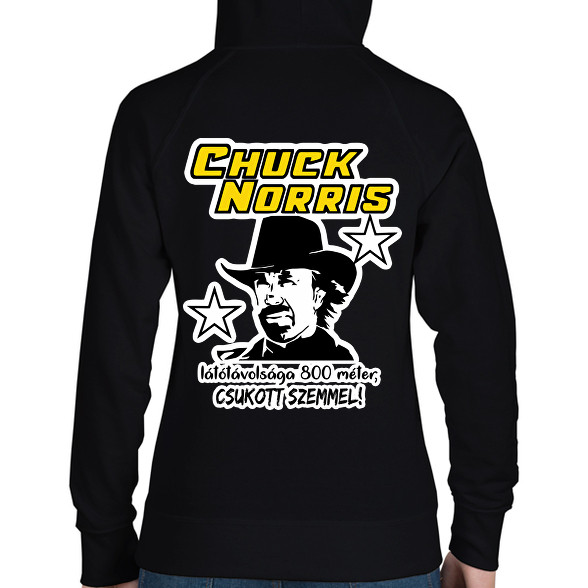 Chuck Norris látótávolsága csukott szemmel-Női kapucnis pulóver