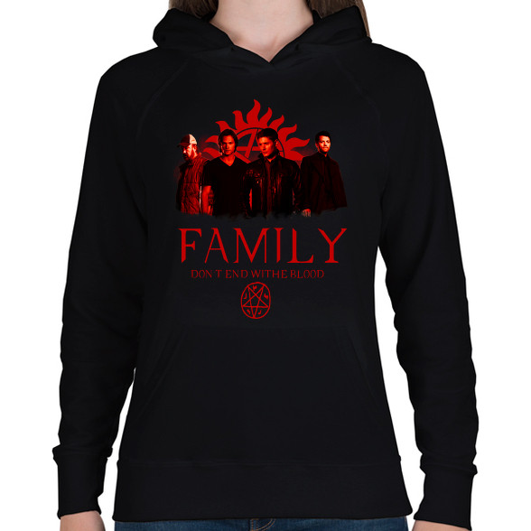 SUPERNATURAL FAMILY RED-Női kapucnis pulóver