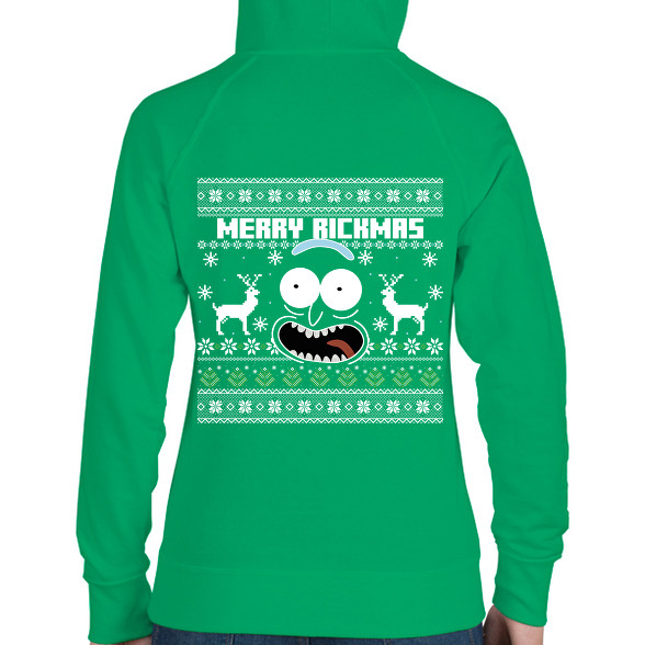 Merry Rickmas - fehér-Női kapucnis pulóver