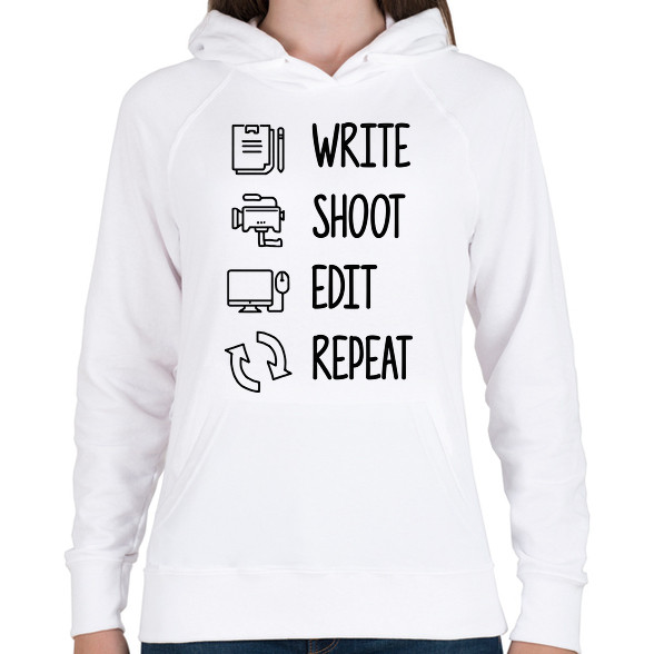 Write, shoot, edit, repeat-Női kapucnis pulóver