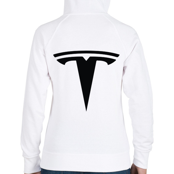 TESLA logo fekete-Női kapucnis pulóver