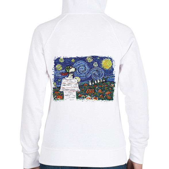 Halloween - Snoopy - Van Gogh style - sötét alaphoz-Női kapucnis pulóver