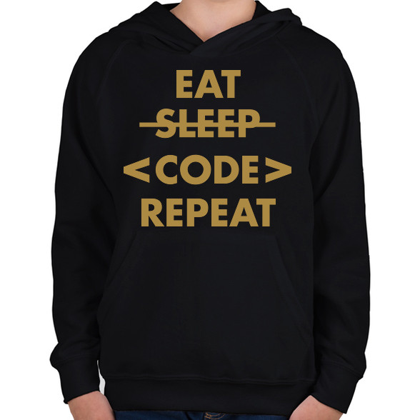 Eat, Code, Repeat-Gyerek kapucnis pulóver