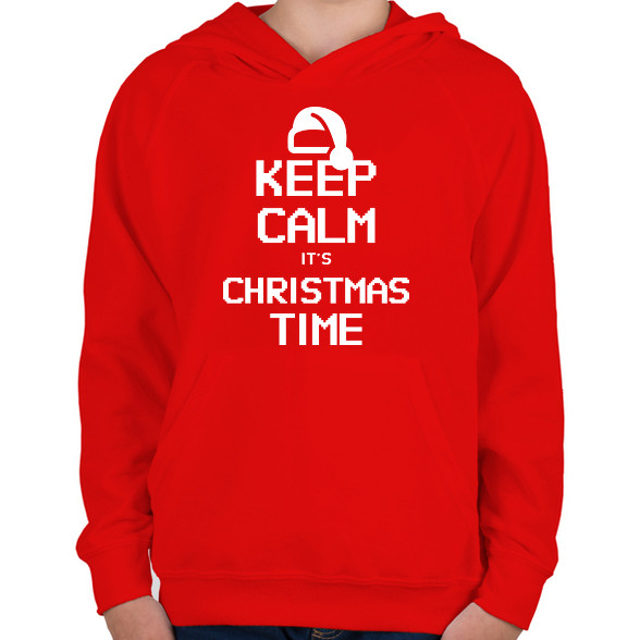 KEEP CALM ITS CHRISTMAS TIME-Gyerek kapucnis pulóver