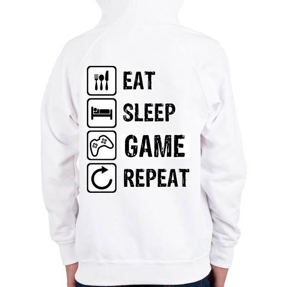 Eat, Sleep, Game, Repeat-Gyerek kapucnis pulóver