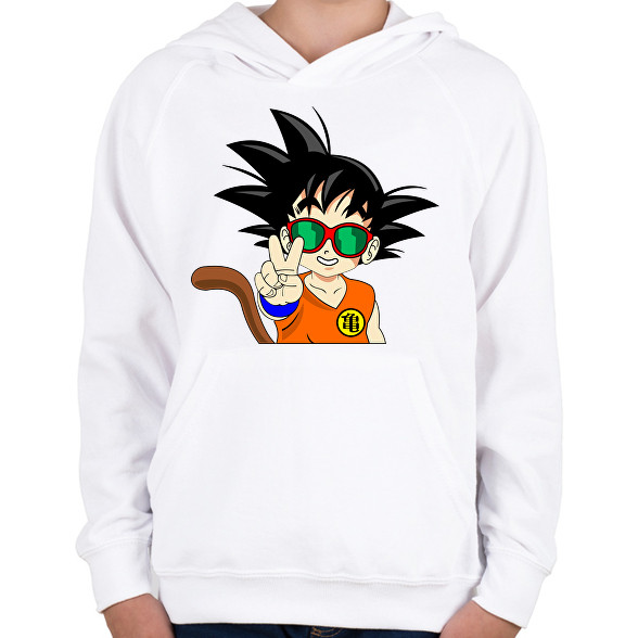 Goku szemüvegben -Gyerek kapucnis pulóver