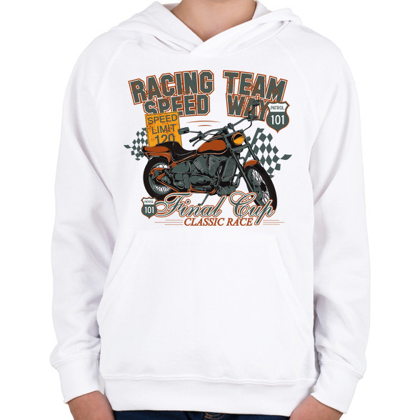 racing team-Gyerek kapucnis pulóver