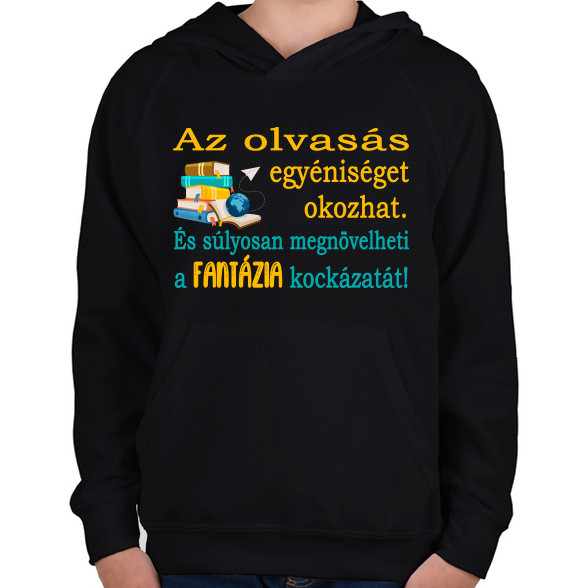 Az olvasás fontossága!-Gyerek kapucnis pulóver