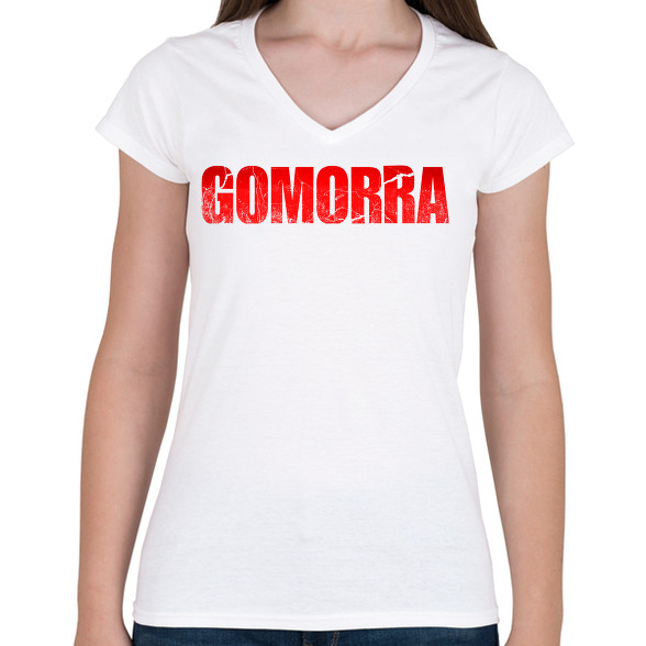 Gomorra logo-Női V-nyakú póló