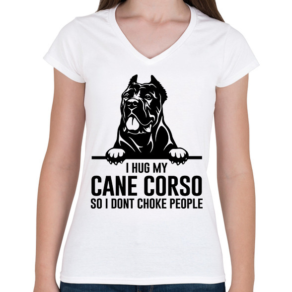 Cane Corso hug-Női V-nyakú póló