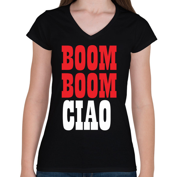 BOOM BOOM CIAO-Női V-nyakú póló