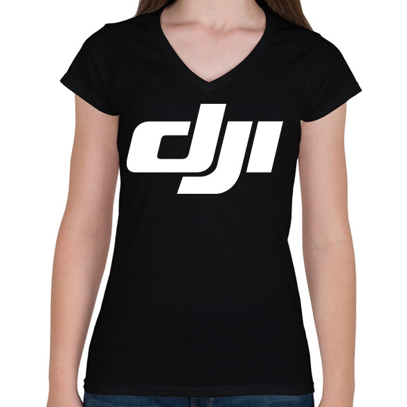 Dji logo-Női V-nyakú póló