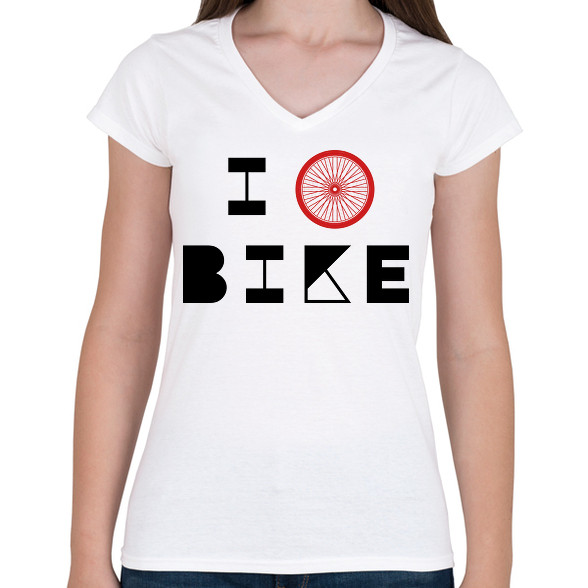 I love bike (black)-Női V-nyakú póló