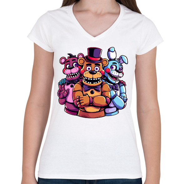 Freddy Fazbear and friends-Női V-nyakú póló