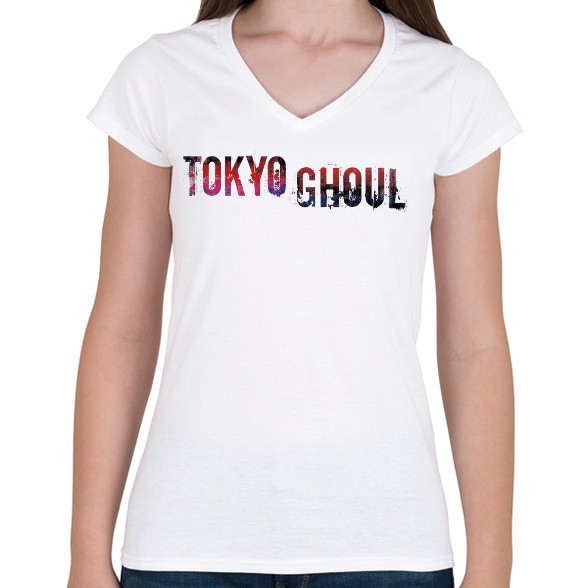 Tokyo Ghoul logo-Női V-nyakú póló