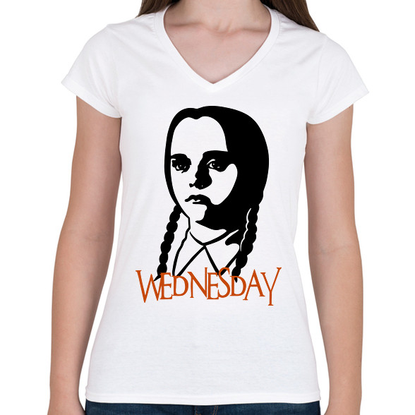 Wednesday Addams-Női V-nyakú póló