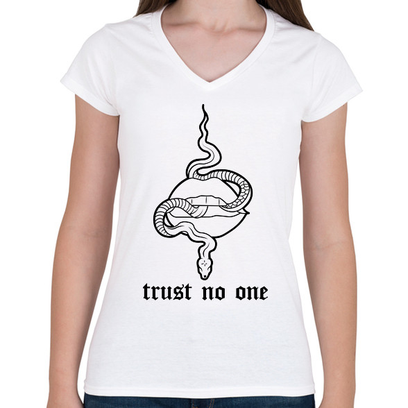 Trust no one-Női V-nyakú póló