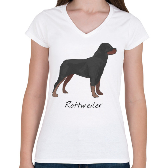 Rottweiler kutya-Női V-nyakú póló