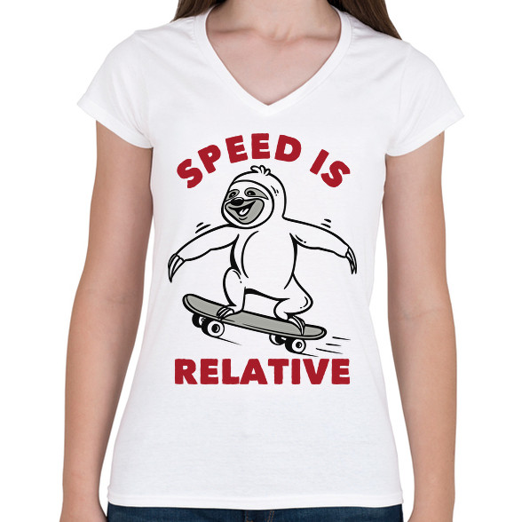 Speed is relative-Női V-nyakú póló