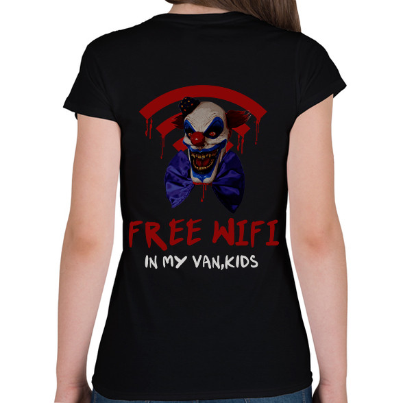 evil clown-free wifi-Női V-nyakú póló