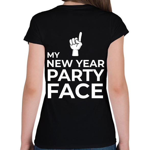 NEW YEAR PARTY FACE-Női V-nyakú póló