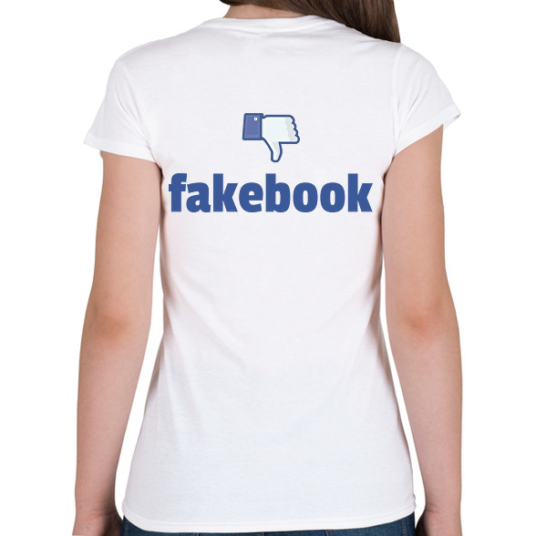 fakebook-Női V-nyakú póló