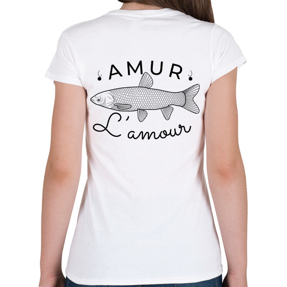 Amur Lamour Black-01-Női V-nyakú póló