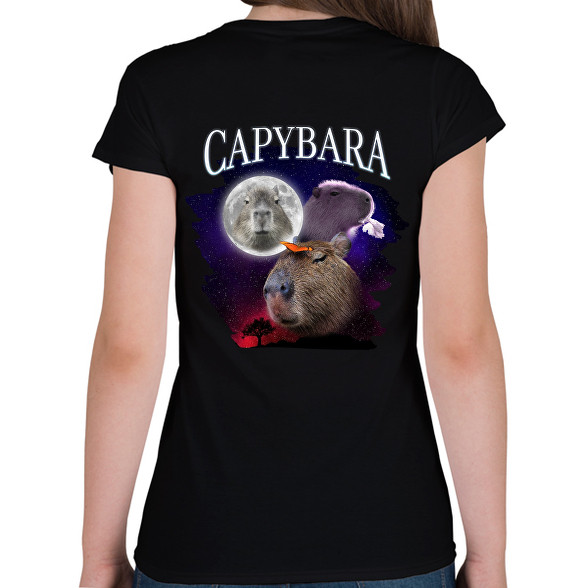 Capybara éj-Női V-nyakú póló