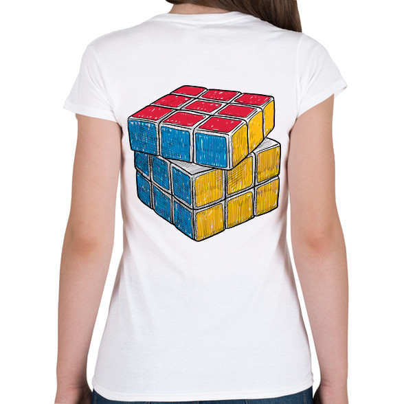 Rubik kocka -Női V-nyakú póló