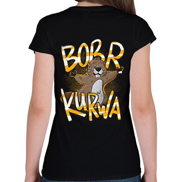 BÓBER KURWA-Női V-nyakú póló