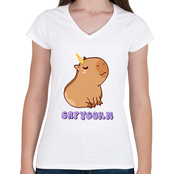 Capybara - Capycorn-Női V-nyakú póló