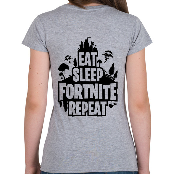 Eat Sleep Fortnite Repeat Style - Fekete-Női V-nyakú póló