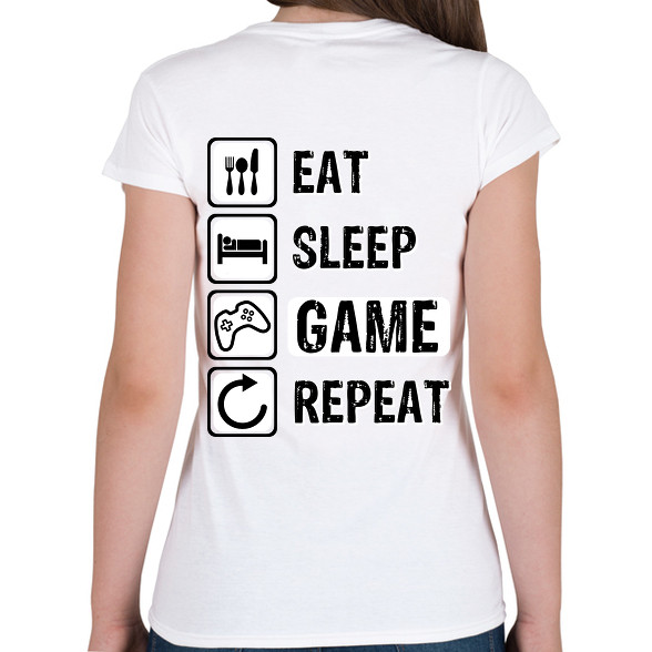 Eat, Sleep, Game, Repeat-Női V-nyakú póló