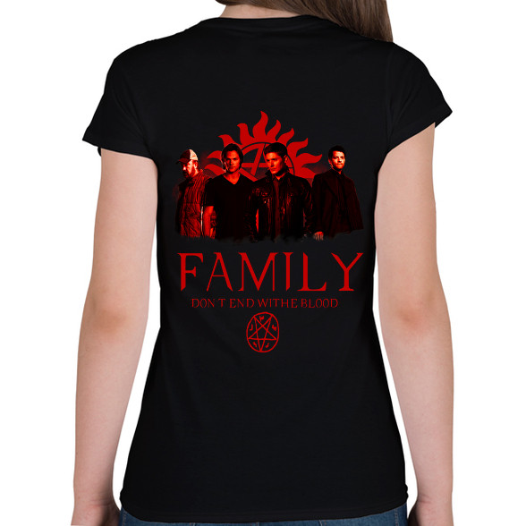 SUPERNATURAL FAMILY RED-Női V-nyakú póló