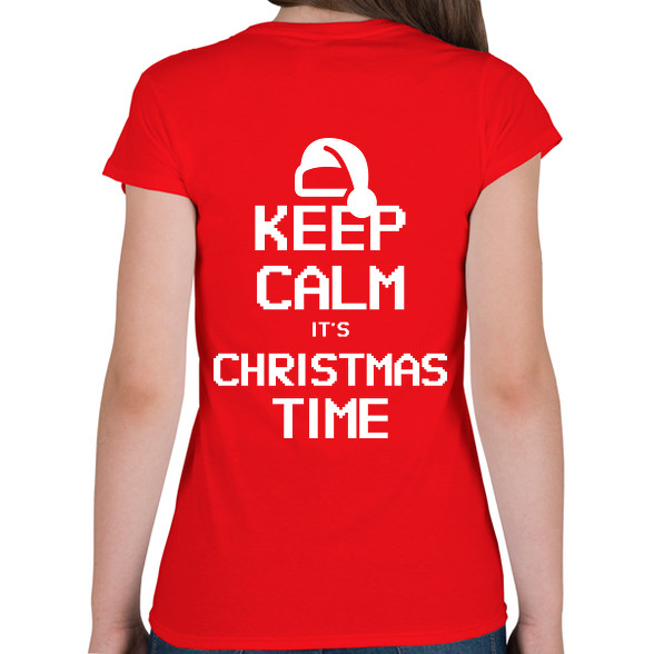 KEEP CALM ITS CHRISTMAS TIME-Női V-nyakú póló