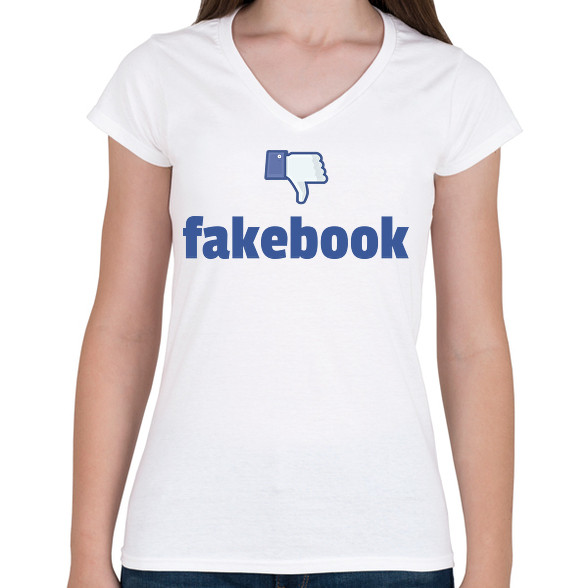 fakebook-Női V-nyakú póló