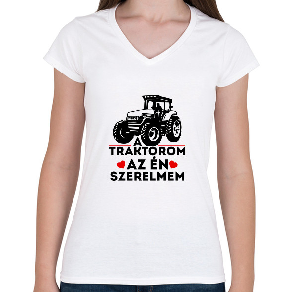 traktor szerelem-Női V-nyakú póló