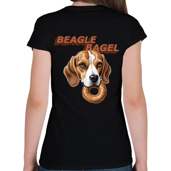 beagle bagel-Női V-nyakú póló