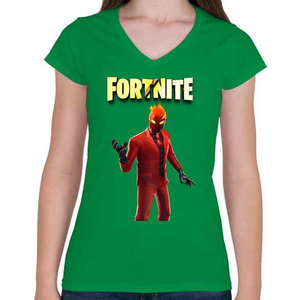 Inferno Fortnite-Női V-nyakú póló